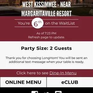 Reservation waitlist update