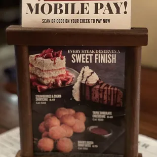 Desserts and Mobile Pay Option