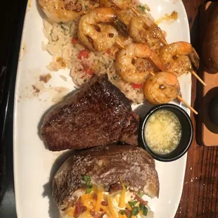 Sirloin and shrimp