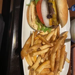 LongHorn burger and seasoned fries