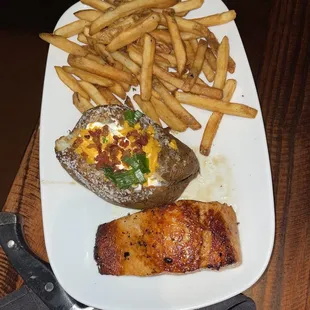 Longhorn Salmon with loaded potato