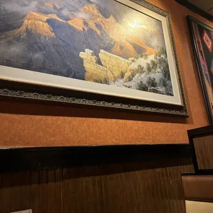 a painting of a mountain range