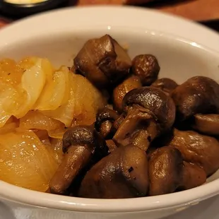 Grilled onions and mushrooms