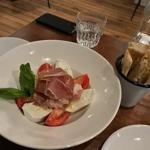Caprese with prosciutto - pretty average