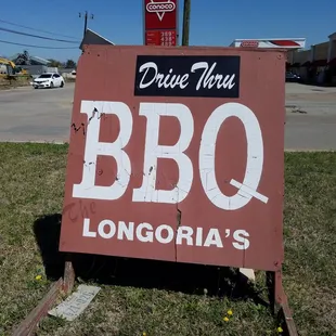 a sign for drive thru bbq