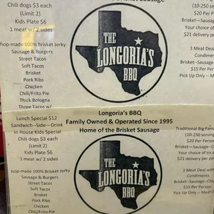 Updated Table Menu 10/2024