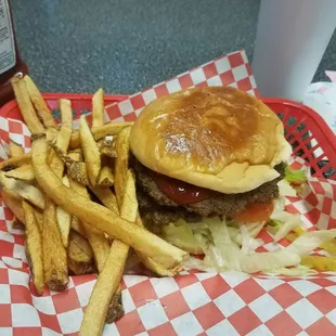The big boy combo. Double meat burger fries and a drink.