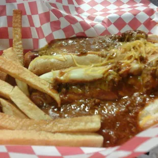 Chili cheese dog hand cut fries and medium tea $4.99 special