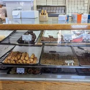 a variety of pastries on display