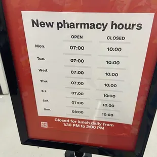 Pharmacy hours as of June 2024