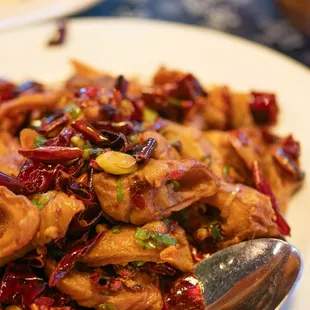 a plate of chinese food