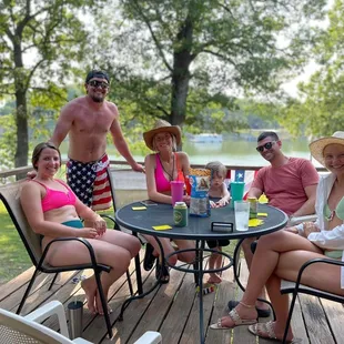 hanging out on the deck area of one of our cabins.