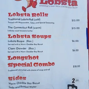 Updated menu, prices are much higher
