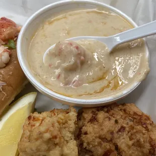 Lobster bisque and cheddar rolls.