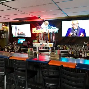 the bar and televisions