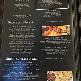 Wings &amp; more; Salads &amp; wraps
