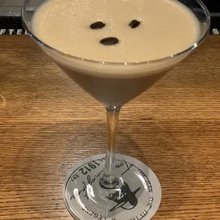 Our &quot;midnight owl,&quot;made with two shots of espresso and their home made vanilla bean infused vodka. Very smooth and absolutely delicious.