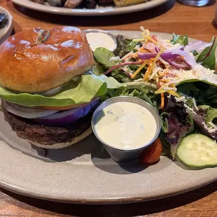 Bison Burger + salad