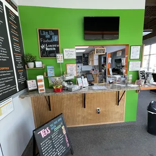 Order counter, tea menu!