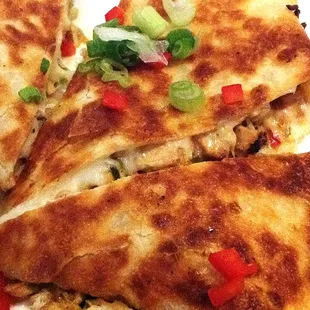 Delicious overfilled chicken quesadilla at Longwood Grille &amp; Bar.