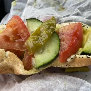 Clark St. Hot Dog (Sport peppers, tomatoes, cucumbers and a great little relish.)
