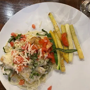 Grouper piccante with veggies