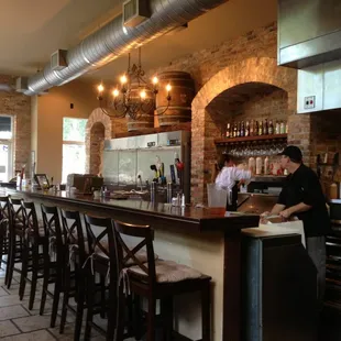 The bar at Lonnie's is also the kitchen. It's a pretty unique place.