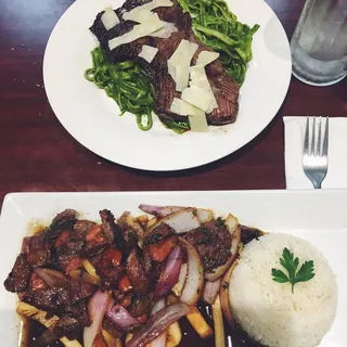 Huancaina Pasta & Lomo Saltado