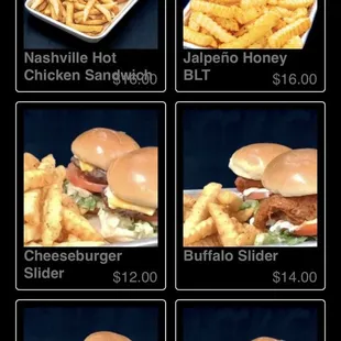 Burgers and sandwiches