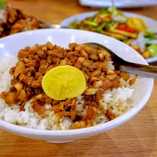 B1. Spiced Pork over Rice (滷肉飯) ($6.50 for small and $9.95 for large).