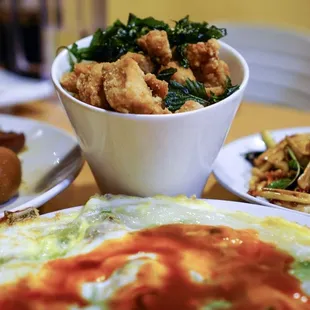 Popcorn Chicken and Shrimp Pancake - IG: @nelson_eats