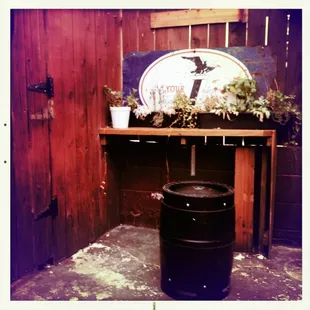 A corner of the beer garden.