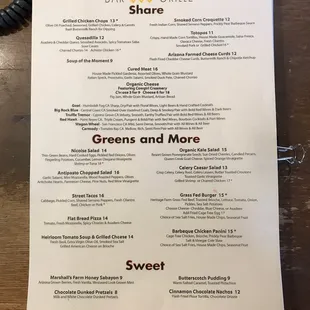 Lookout bar and grill menu!