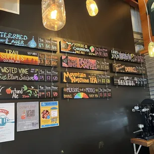 Cute beer menu on boards