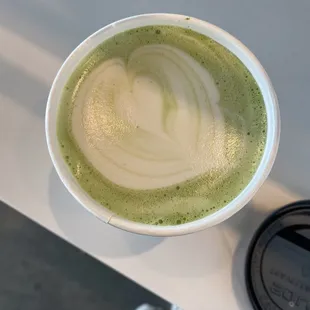 Matcha latte with oatmilk