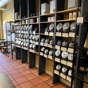 a room full of shelves with various items