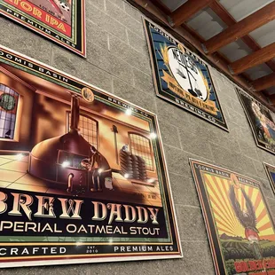 Beer selections on the outdoor back wall.