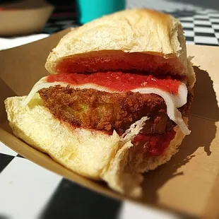 Eggplant Parmesan sandwich from the Rubino's Restaurant stand