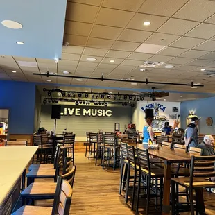 Inside stage and tables