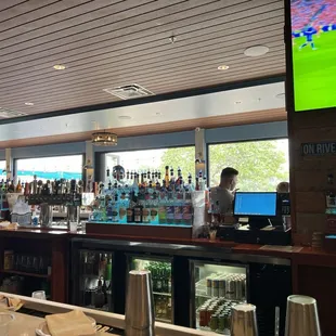 Inside large bar with tvs