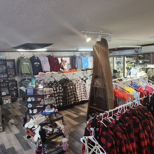 clothing racks in a store