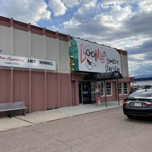 Outside of the place.