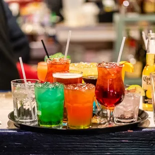 a tray of drinks