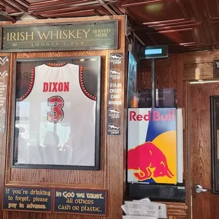a sports jersey on the wall