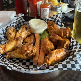 Half buffalo, half hot wings.