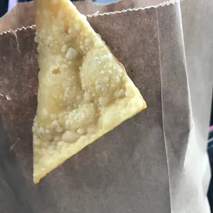 Their Crab Rangoon was very disappointing.  They also don't taste fresh it's like they just warmed them up too soggy.