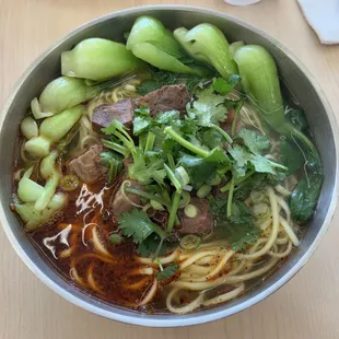 Beef noodles with extra veggies