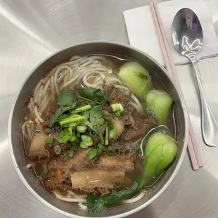 Beef Tripe Rice Noodle Soup. Very salty