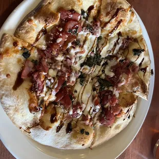 a pizza on a plate
