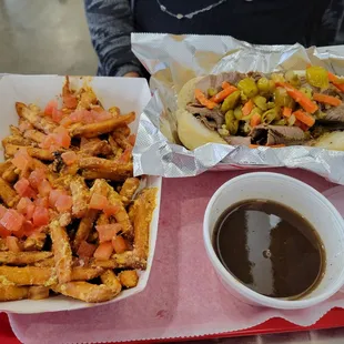 Fetafire fries and Italian Beef w au jus